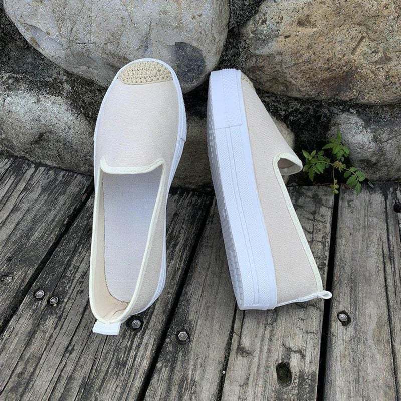 Casual Straw Women's Canvas Flats-POIULTD