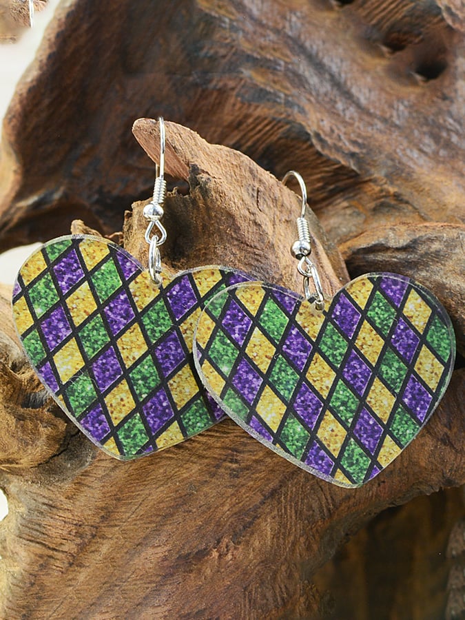 Women's Carnival Rhombus Leopard Print Fashionable And Versatile Temperament Light Luxury Earrings-POIULTD