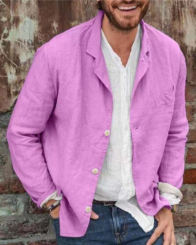 Men's Daily Casual Loose Cotton Linen Coat-POIULTD