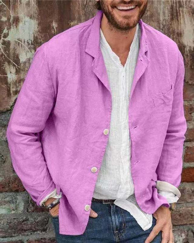 Men's Daily Casual Loose Cotton Linen Coat-POIULTD