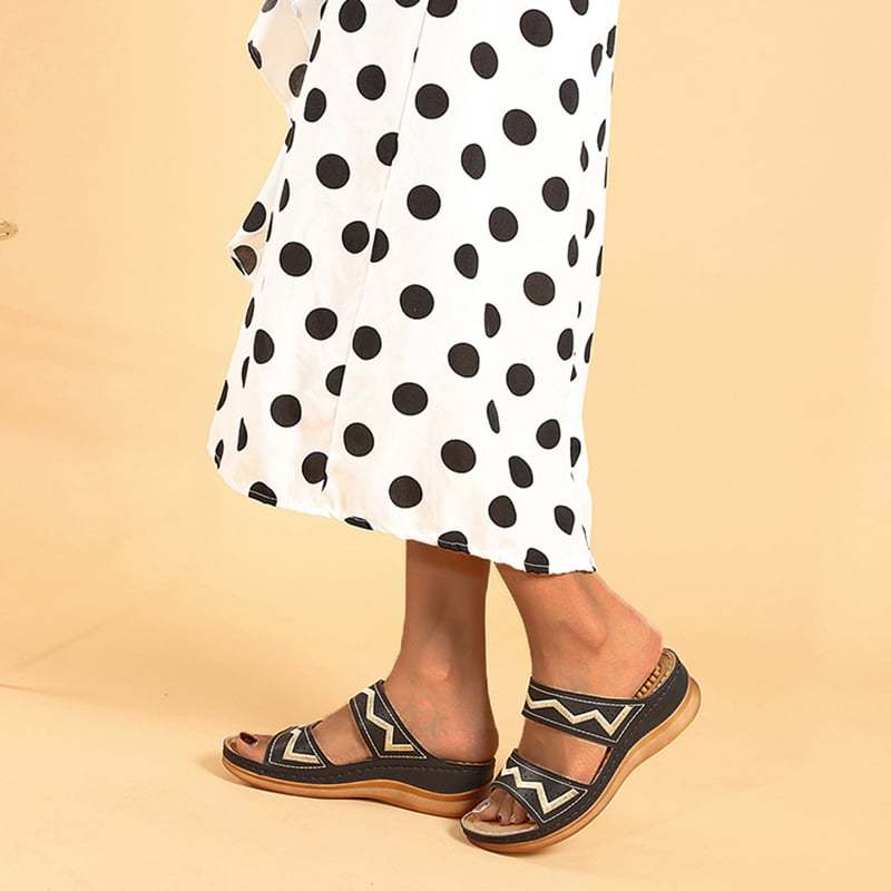 Anti Slip Sloping Heel Comfortable Hollow Out Sandals-POIULTD