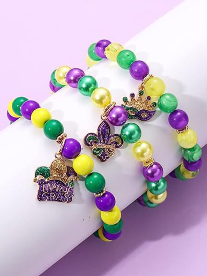 Women's Carnival Three-Color Combination Fashionable Acrylic Ball Bracelet-POIULTD