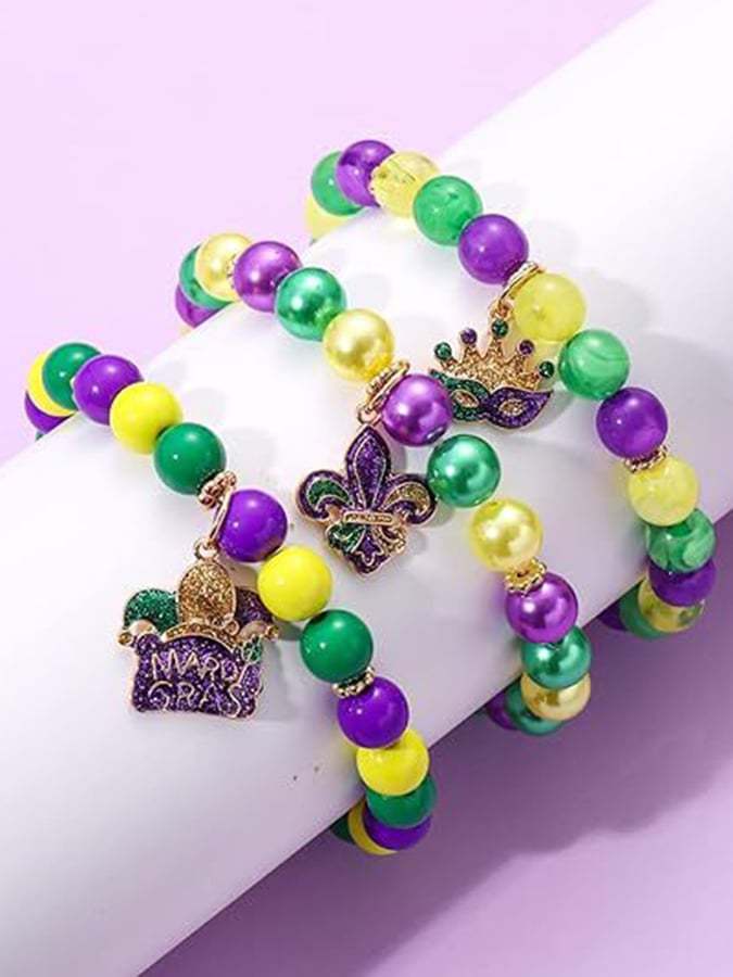 Women's Carnival Three-Color Combination Fashionable Acrylic Ball Bracelet-POIULTD