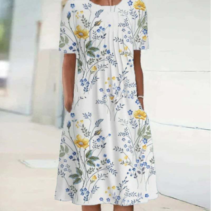 Round neck printed dress