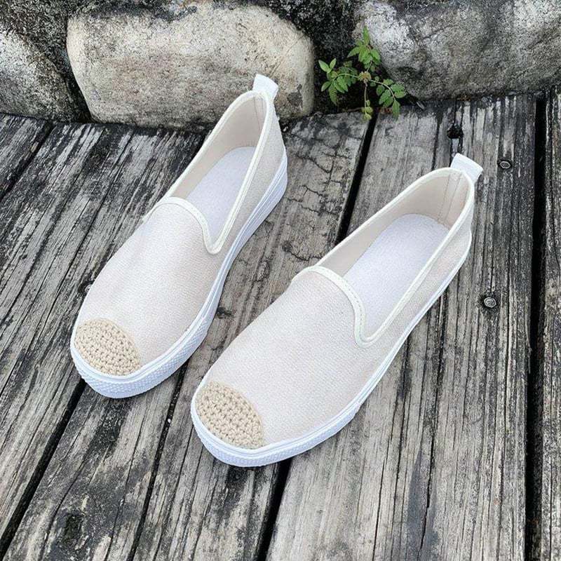 Casual Straw Women's Canvas Flats-POIULTD