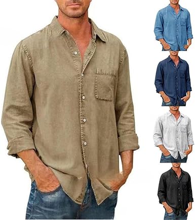 💥LAST DAY 49% OFF💥-Mens Denim Long Sleeve Button Down Shirt