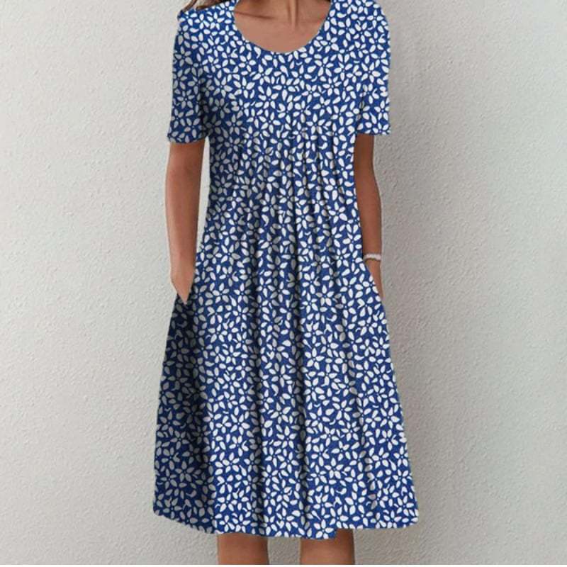 Round neck printed dress