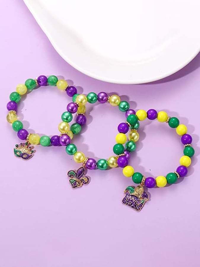 Women's Carnival Three-Color Combination Fashionable Acrylic Ball Bracelet-POIULTD