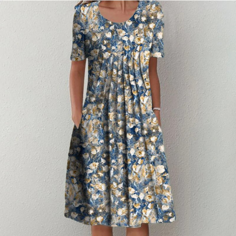 Round neck printed dress