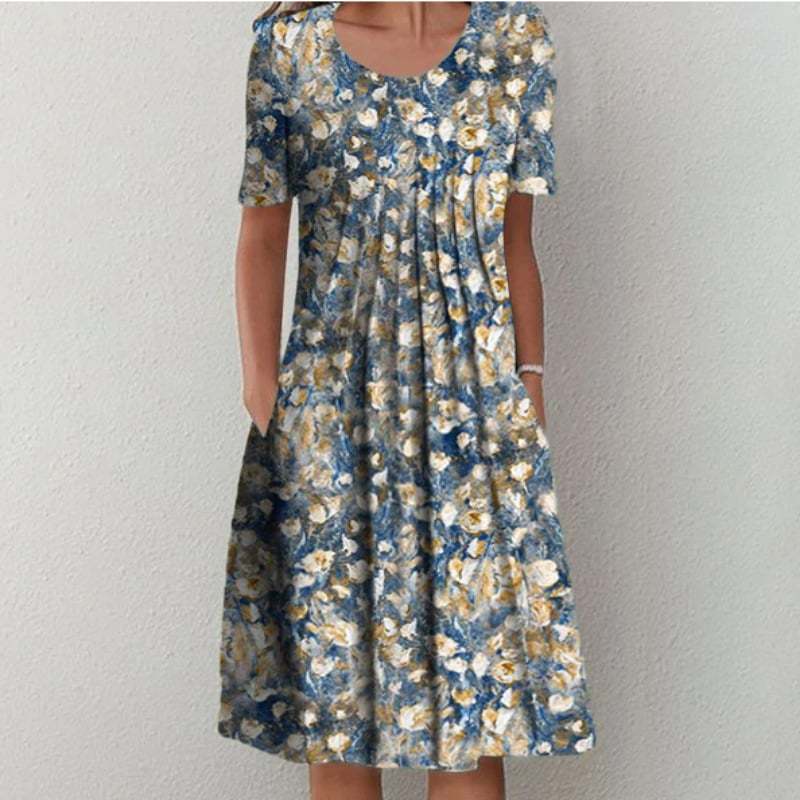 Round neck printed dress