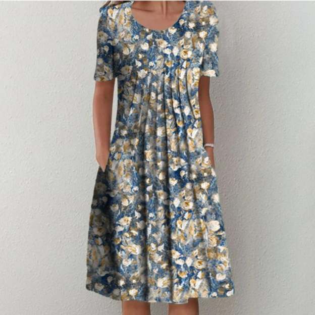 Round neck printed dress
