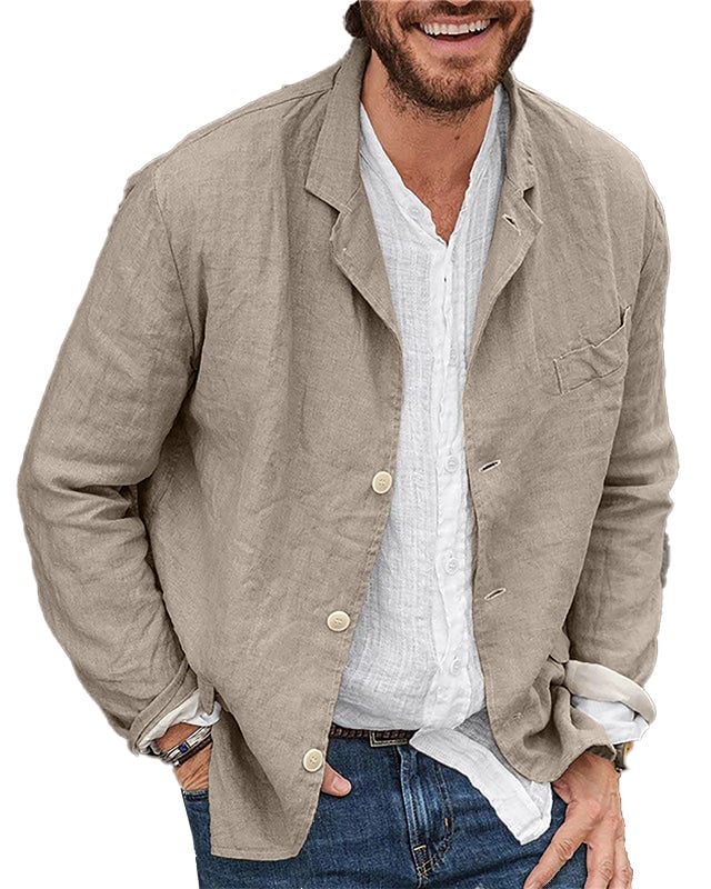 Men's Daily Casual Loose Cotton Linen Coat-POIULTD