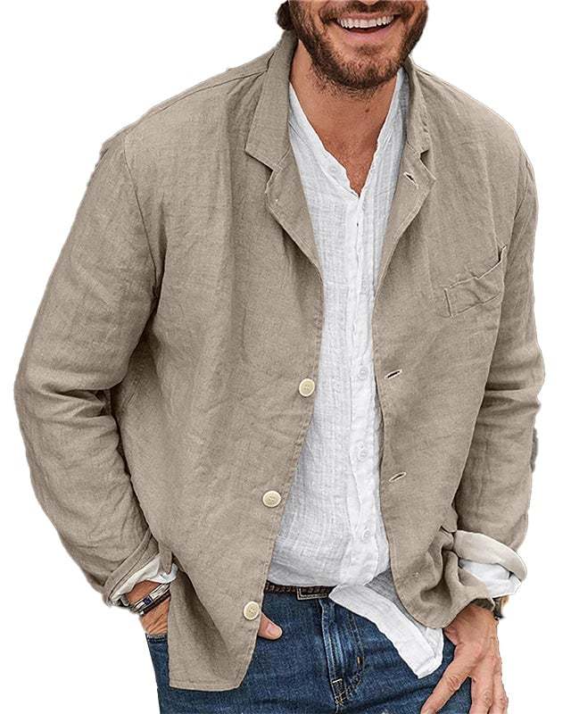 Men's Daily Casual Loose Cotton Linen Coat-POIULTD