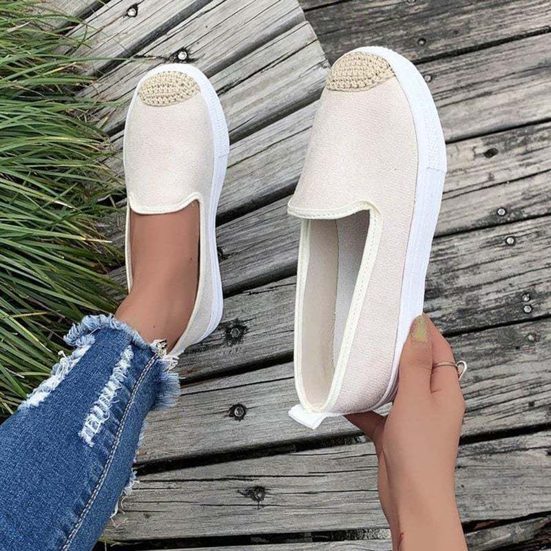 Casual Straw Women's Canvas Flats-POIULTD