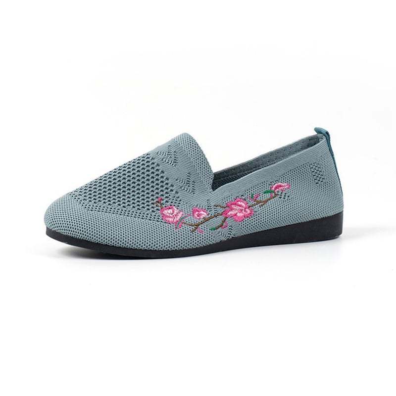 Casual Stretch Embroidery Hollow Women's Flyknit Shoes-POIULTD