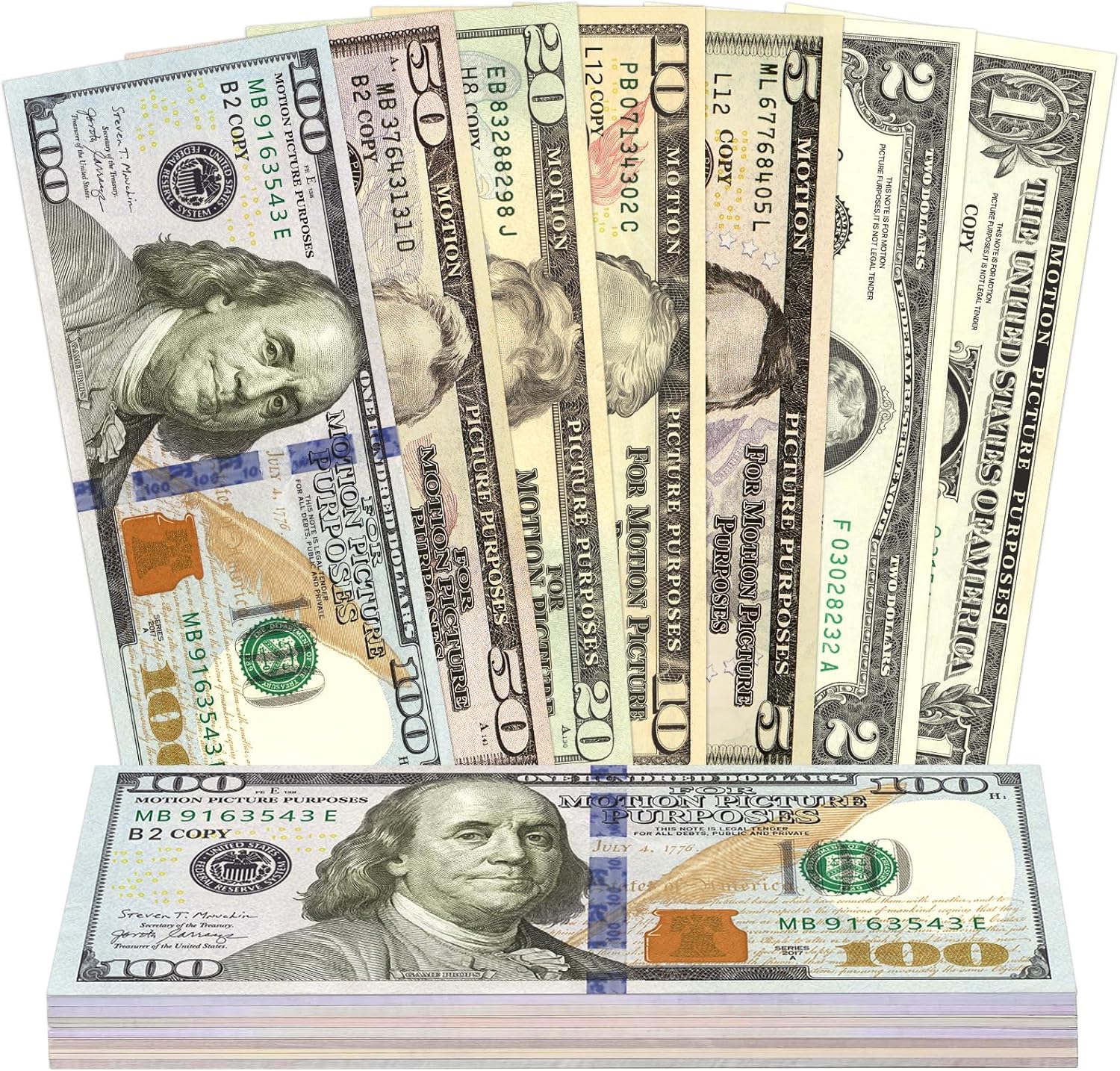 105-Piece Fake Money Prop Money Play Money Set for Movie Props, Photography, Educational Play, Magic Tricks.-POIULTD