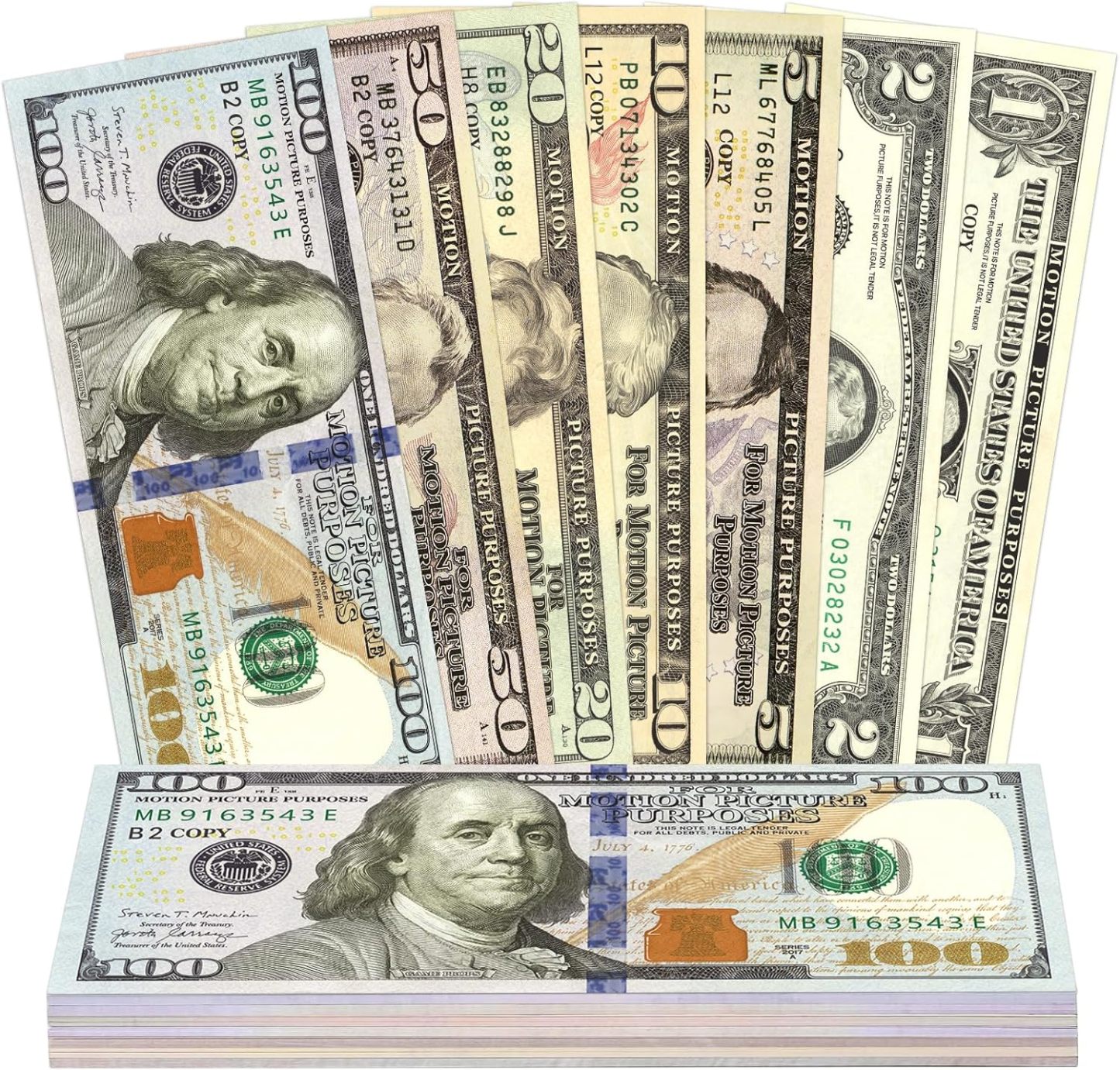 105-Piece Fake Money Prop Money Play Money Set for Movie Props, Photography, Educational Play, Magic Tricks.-POIULTD