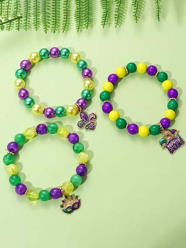 Women's Carnival Three-Color Combination Fashionable Acrylic Ball Bracelet-POIULTD