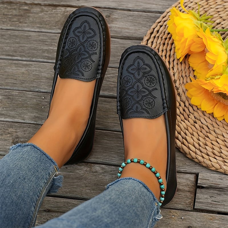 Casual Soft Sole Embroidered Women's Flat Shoes-POIULTD