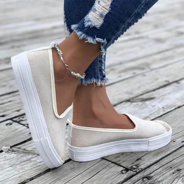 Casual Straw Women's Canvas Flats-POIULTD