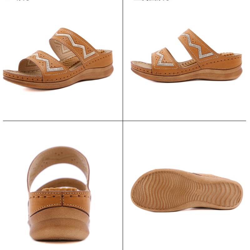 Anti Slip Sloping Heel Comfortable Hollow Out Sandals-POIULTD