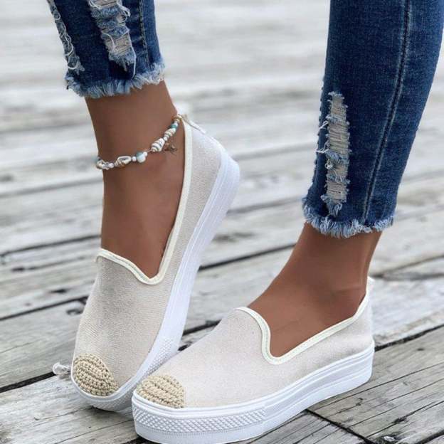 Casual Straw Women's Canvas Flats-POIULTD