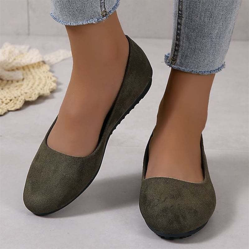 Casual Suede  Women's Flat Pumps Shoes-POIULTD
