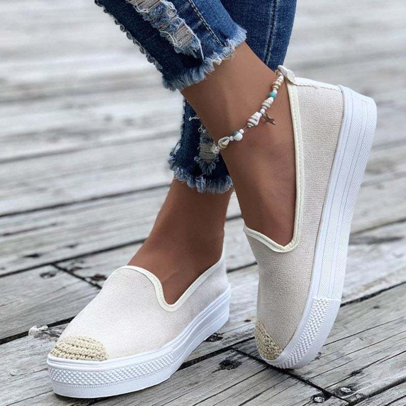Casual Straw Women's Canvas Flats-POIULTD