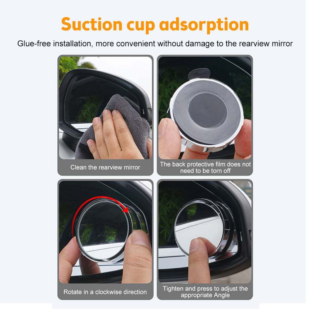 Suction Cup Car Convex Blind Spot Mirror (1 Set / 2 Pcs)-POIULTD