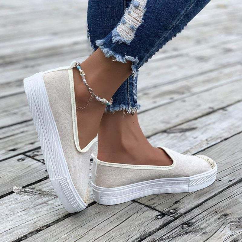 Casual Straw Women's Canvas Flats-POIULTD