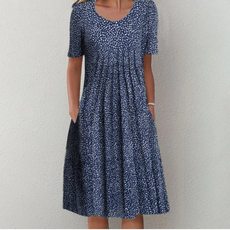 Round neck printed dress