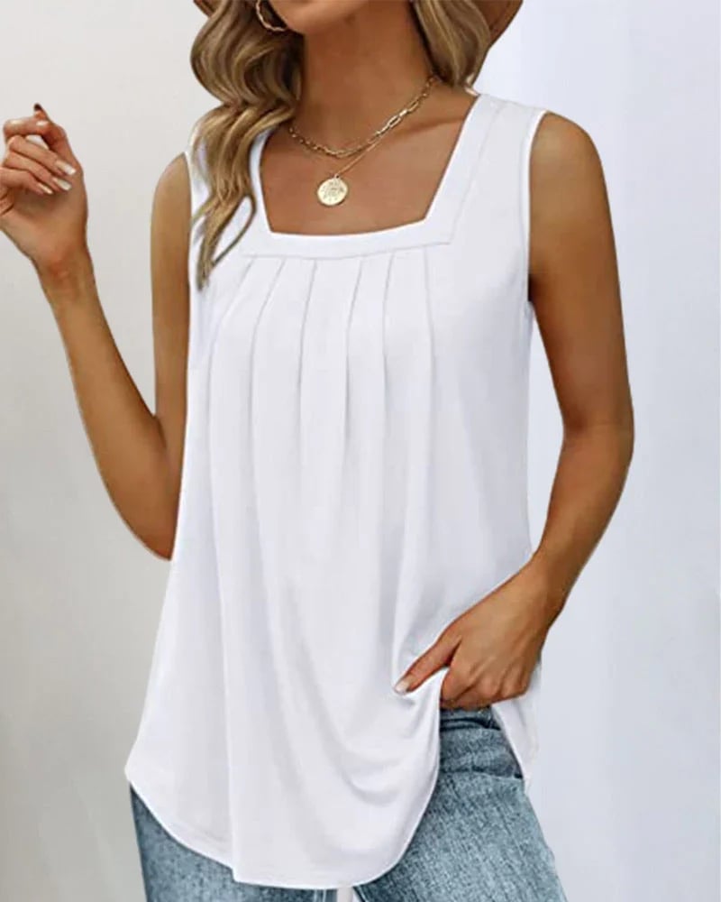 🌸Square neck sleeveless tank top-POIULTD