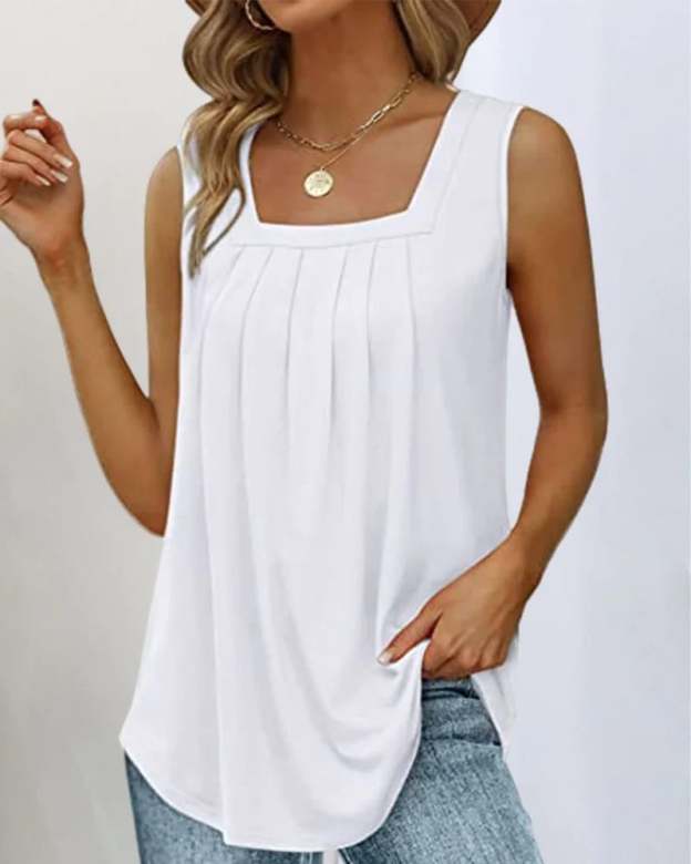 🌸Square neck sleeveless tank top-POIULTD