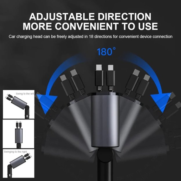 Fast Charge Retractable Car Charger-POIULTD