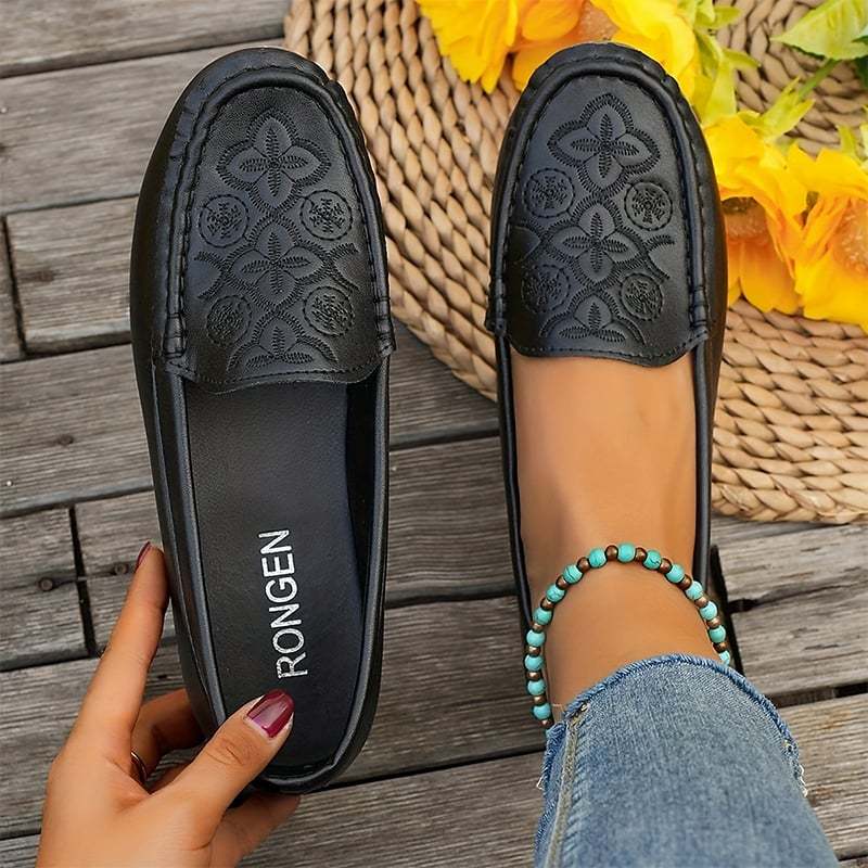 Casual Soft Sole Embroidered Women's Flat Shoes-POIULTD