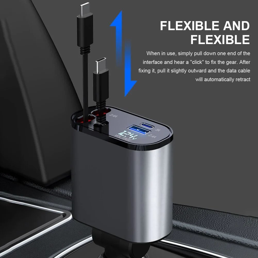 Fast Charge Retractable Car Charger-POIULTD