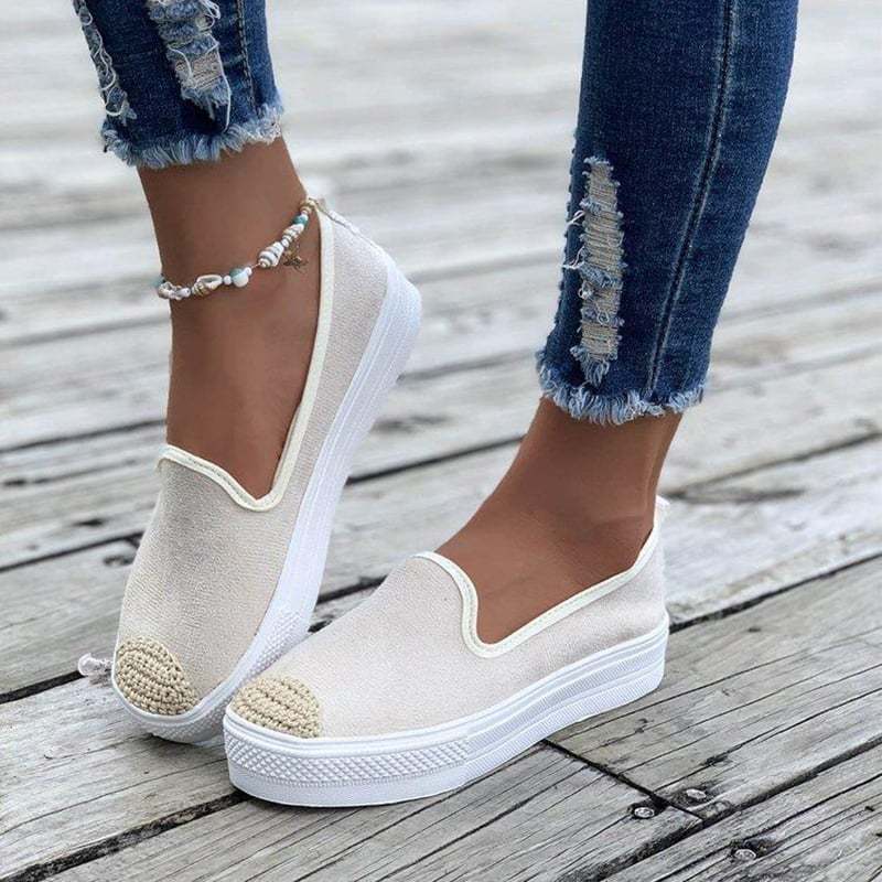 Casual Straw Women's Canvas Flats-POIULTD