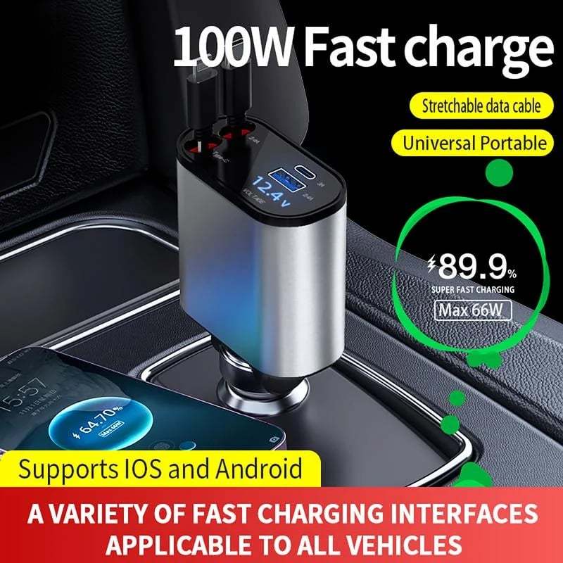 Fast Charge Retractable Car Charger-POIULTD