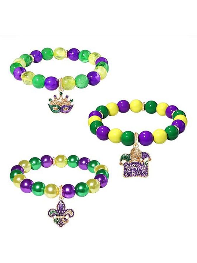 Women's Carnival Three-Color Combination Fashionable Acrylic Ball Bracelet-POIULTD
