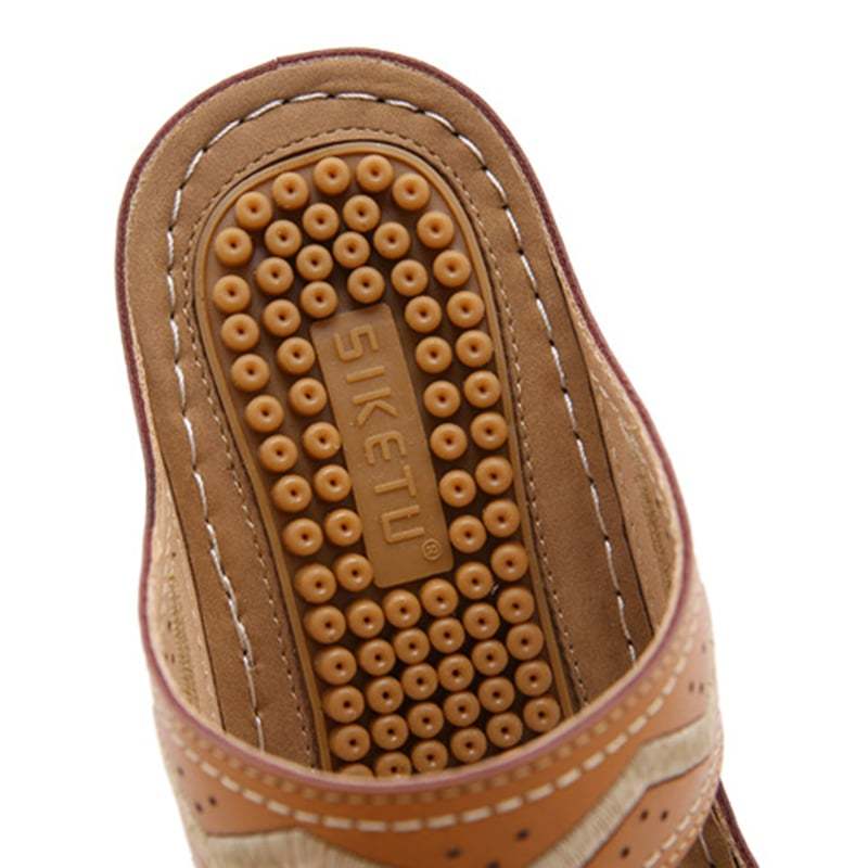 Anti Slip Sloping Heel Comfortable Hollow Out Sandals-POIULTD