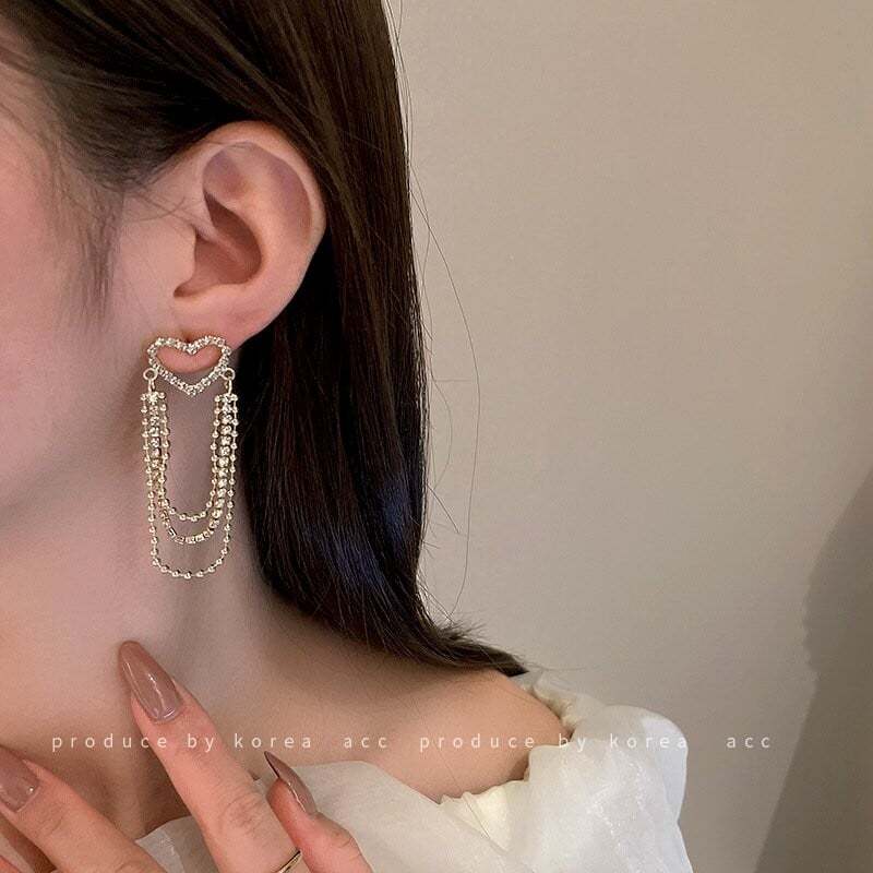 Love tassel earrings-POIULTD