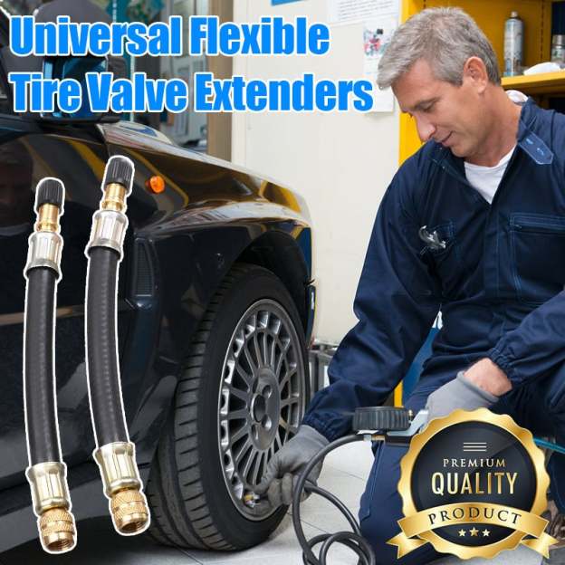 🔥Universal Flexible Tire Valve Extenders for Car, Motorcycle, RV, Truck, Bike, Scooter-POIULTD