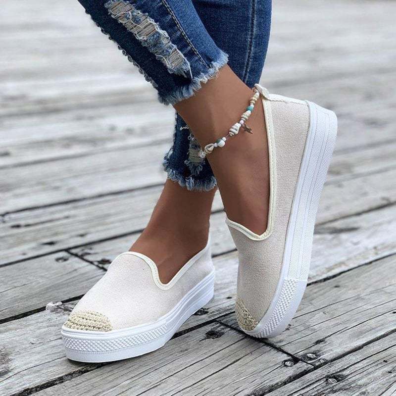 Casual Straw Women's Canvas Flats-POIULTD
