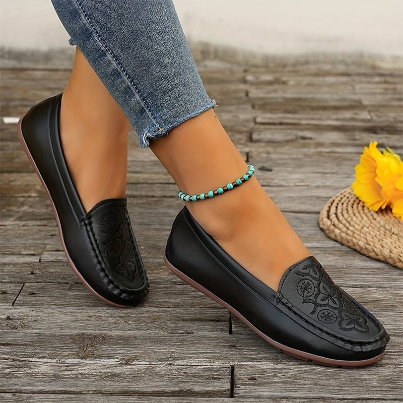 Casual Soft Sole Embroidered Women's Flat Shoes-POIULTD