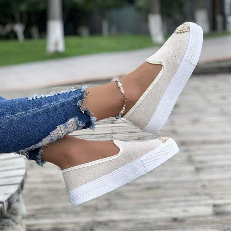 Casual Straw Women's Canvas Flats-POIULTD
