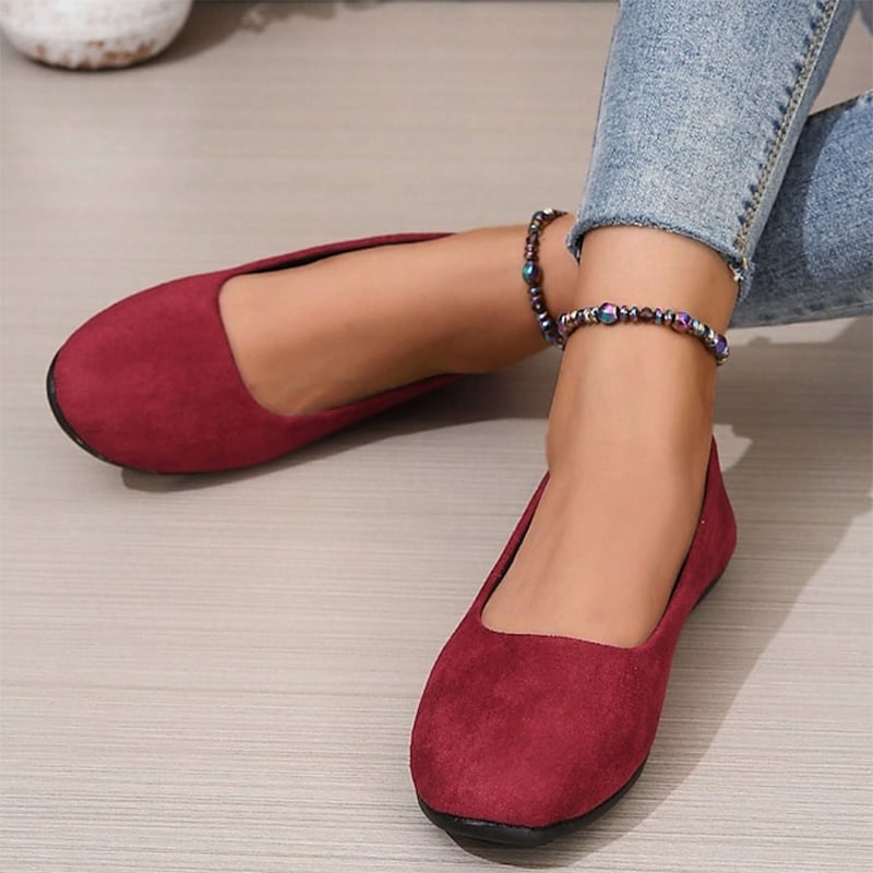 Casual Suede  Women's Flat Pumps Shoes-POIULTD
