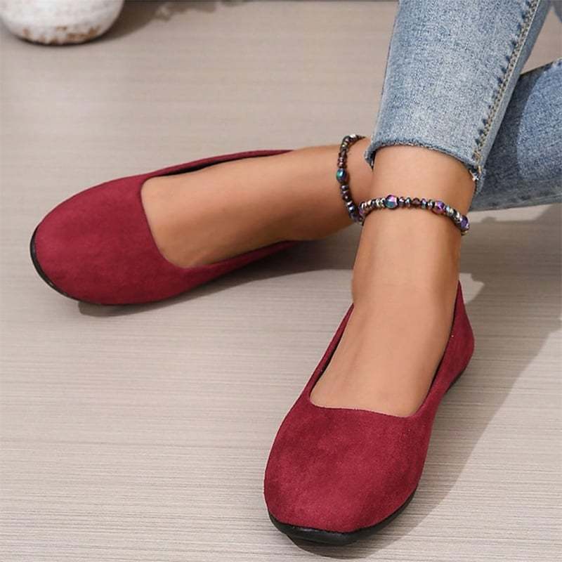 Casual Suede  Women's Flat Pumps Shoes-POIULTD