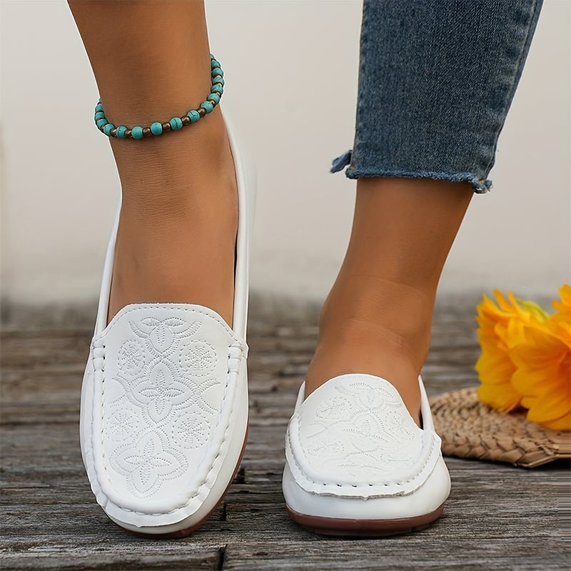 Casual Soft Sole Embroidered Women's Flat Shoes-POIULTD