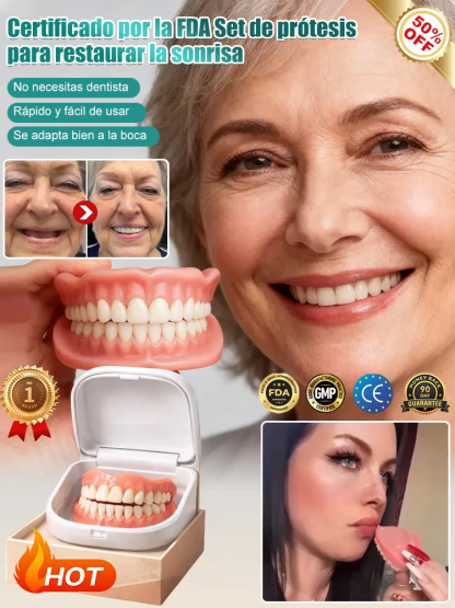 【Incluye estuche portátil para dentaduras postizas】 Dentaduras postizas para recuperar tu sonrisa