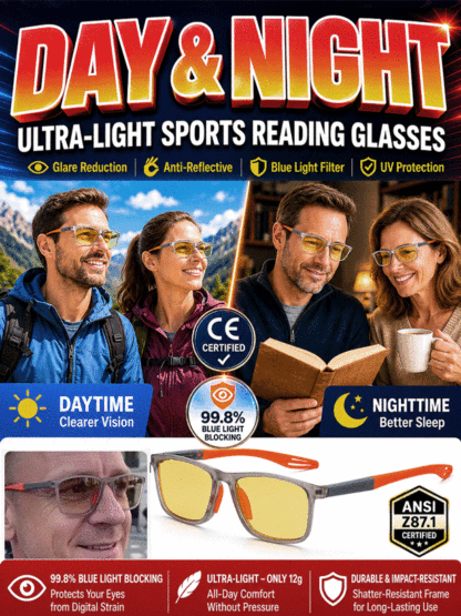 【Can be used day and night】Ultra-light sports-style night reading glasses